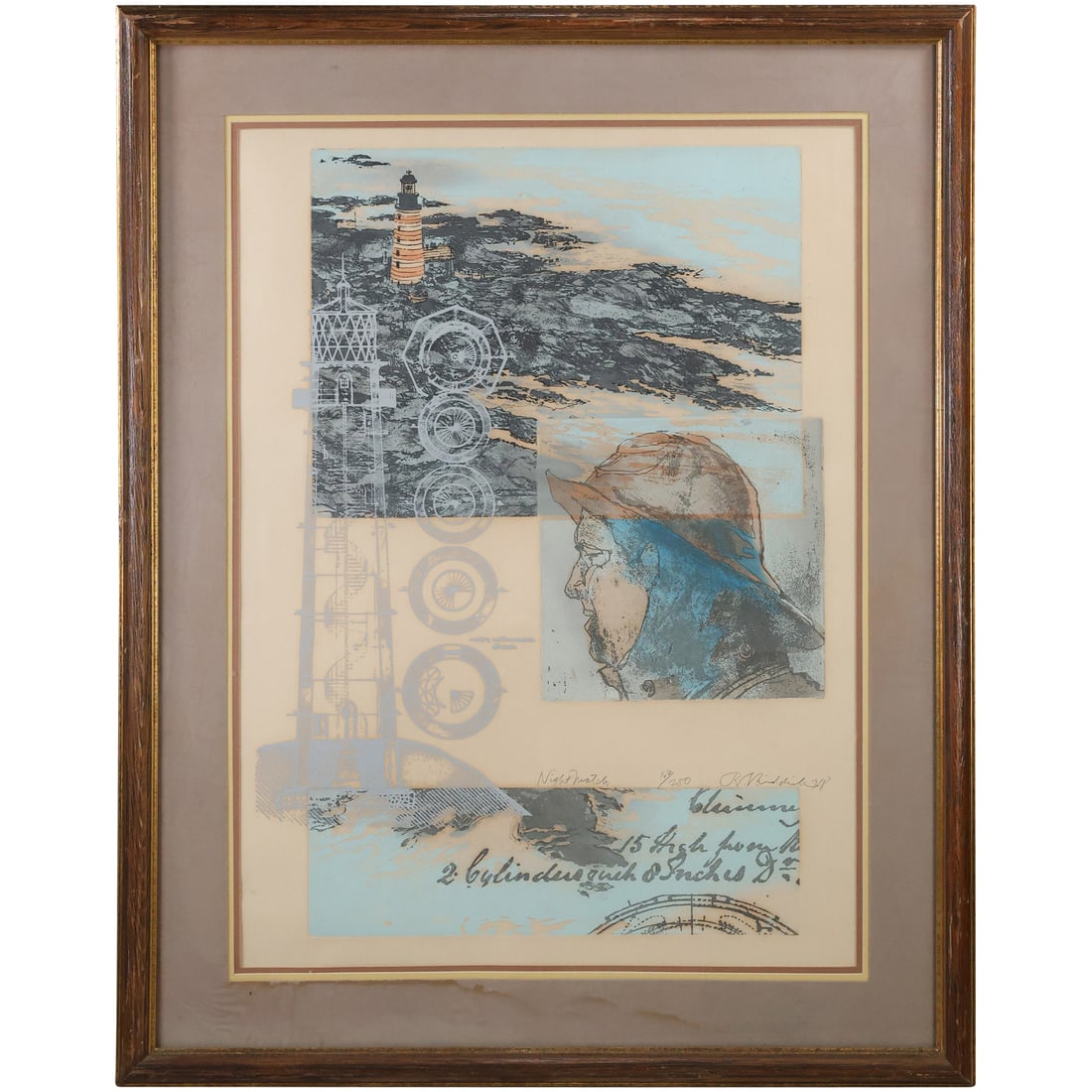 Signed R Riddick, #166/250, "Night Watch" Nautical Lithograph Sea Captain, Lighthouse (1 of 13)