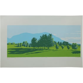 Robert Angeloch 1922-2011, Color Woodcut, Early Morning Second Fairway #34/50, Dated 1978