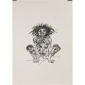 Unsigned Lithograph from Estate of Peter Passuntino [b. 1936 Illinois / France] Grotesque Figure