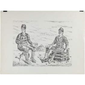 Unsigned Lithograph from Estate of Peter Passuntino [b. 1936 Illinois / France] BASEBALL PLAYERS