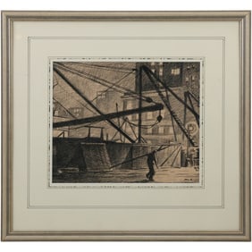 Martin Lewis(Attributed to); American Charcoal Drawing