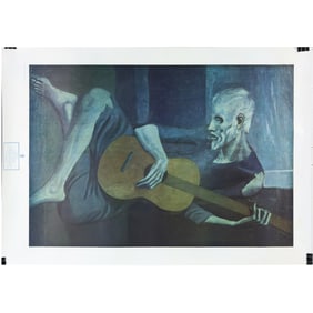 Pablo Picasso, "The Old Guitarist", Color Lithograph Print 35 in. x 24 in.