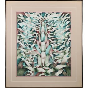 Signed S Stabler, Outstanding Watercolor Painting , Garden of Leaves, Framed.