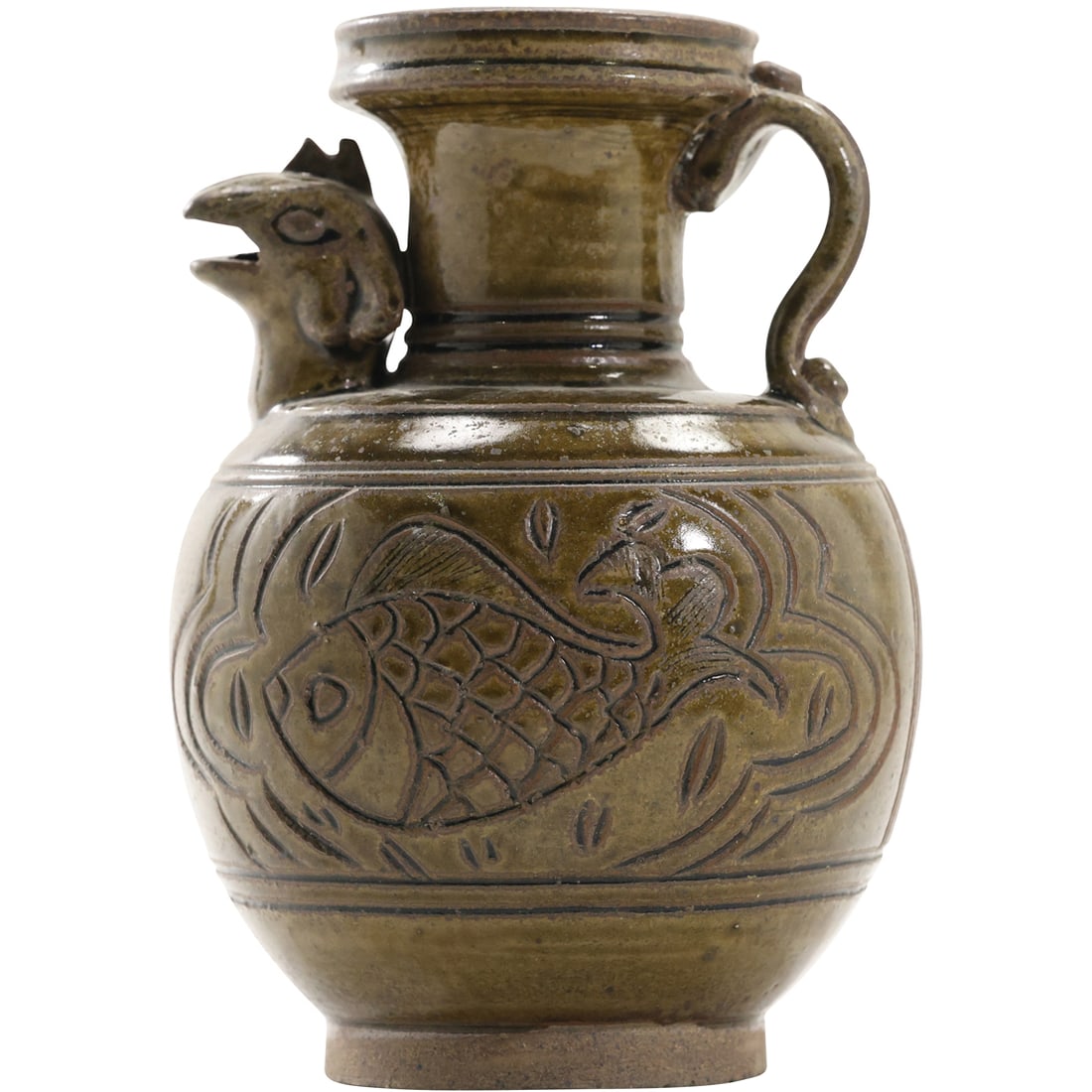 Chinese, possibly Tang Dynasty, Pottery Pitcher Vessel with Bird Head Spout 8 in. height x 5.5 in. (1 of 14)