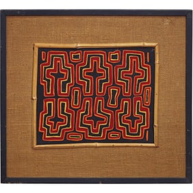 Vintage Handmade Kuna Mola Embroidered Panel Mounted in a Frame