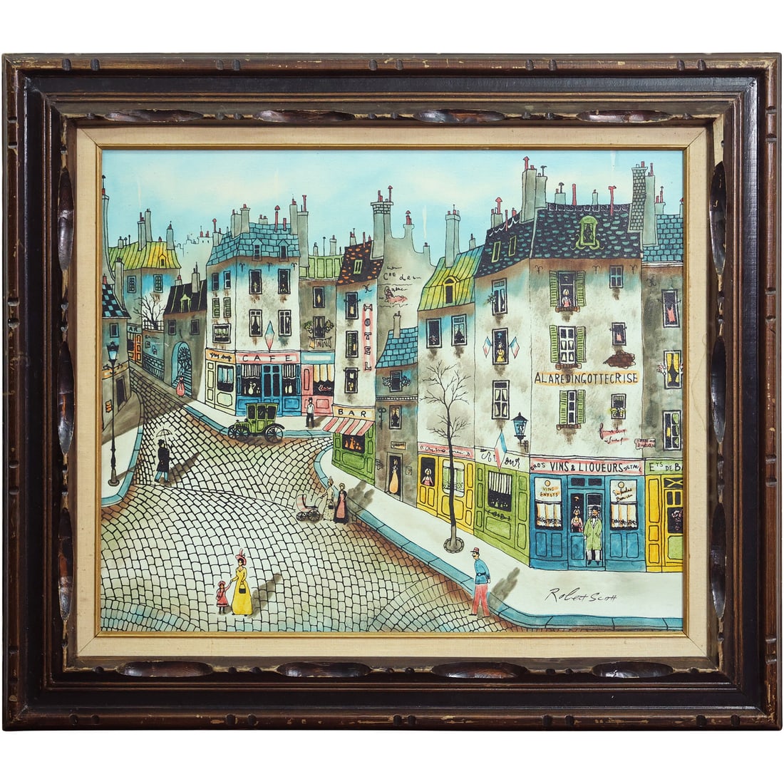 Robert Scott, French Street Scene, Oil on Canvas, Signed, Framed (1 of 13)