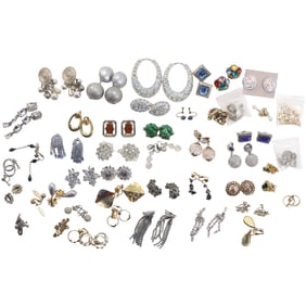 Estate Grouping 40+ Pairs of Costume Fashion Jewelry Earrings - Variety - See Pictures