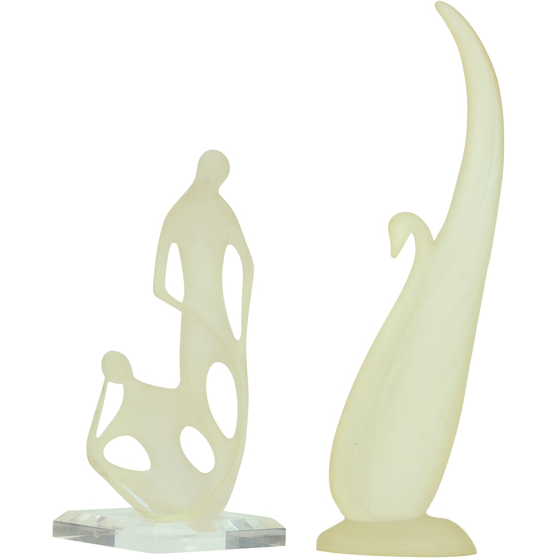 [2] Mid-Century Modern Lucite Sculptures, Figure and Wheat Leaf (1 of 13)
