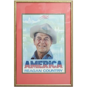 America Reagan Country Framed Print, Ronald Reagan wearing his Signature Cowboy Hat