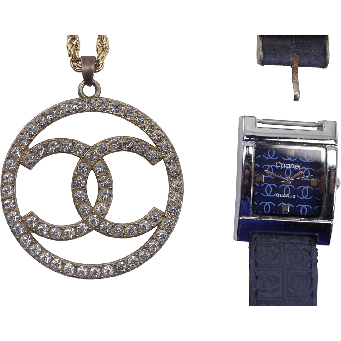 CHANEL Fashion Rhinestone Pendant Necklace and CHANEL Ladies Wristwatch (1 of 10)