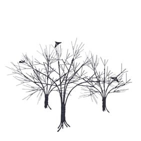 Curtis Jere, Signed and Dated 1971, Metal Trees Hanging Wall Sculpture 28 in. x 39 in.