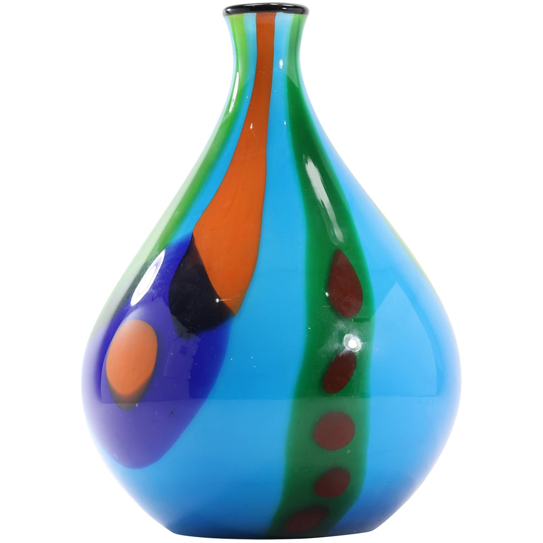 Vintage MCM Murano Millefiori Vase Multi Color Rainbow Heavy Glass 12 inches height x 8 in. (1 of 10)