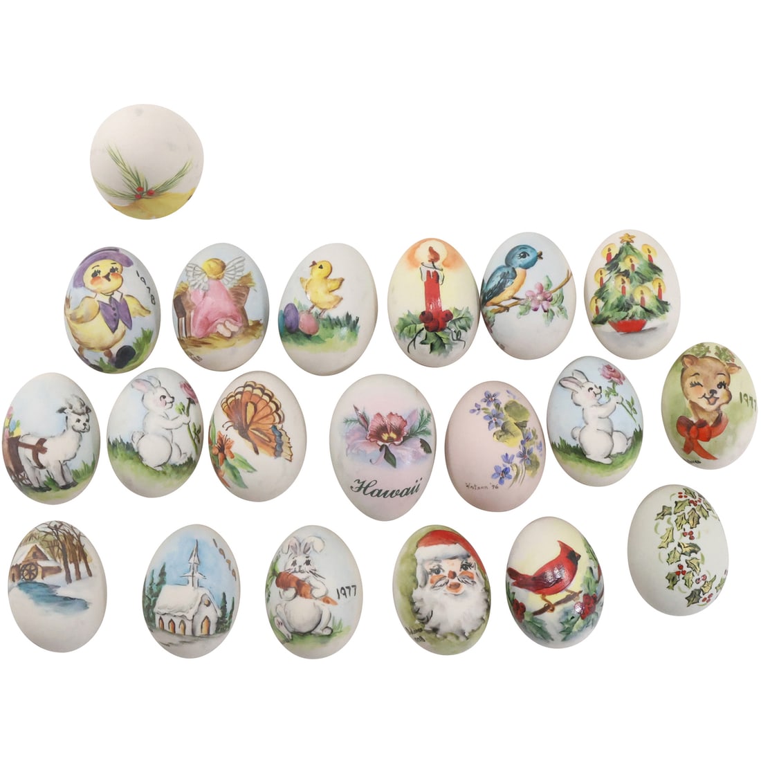 20 Assorted Hand Painted Limited Edition Easter Eggs 1960s-1990s 3 decades, 2.5 inches (1 of 20)