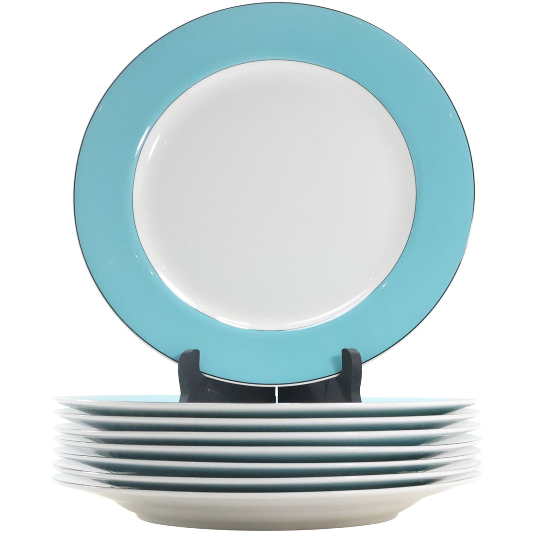 Set of 8 LENOX Fine Porcelain Kate Spade "Rutherford Circle Turquoise" Dinner Plates 11.5 in. dia. (1 of 12)