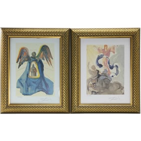 2 Salvador Dali Framed Lithograph Prints 91/750 & 93/750, Signed in Plate