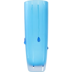Sea Blue Polish Tall Art Glass Vase with Applied Blue Glass Tear Drop Accents 11.75 in. height
