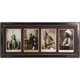 Set of 4 Native American Indian Portrait PRINTS Mounted together in an Antique Frame