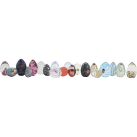 20 Assorted GLASS EGGS Including many MURANO with Original Labels