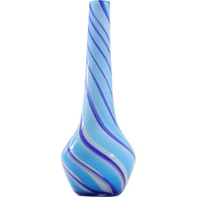 Tall Blue Art Glass Candy Cane Swirl Vase 22.5 inches height x 8 in. wide