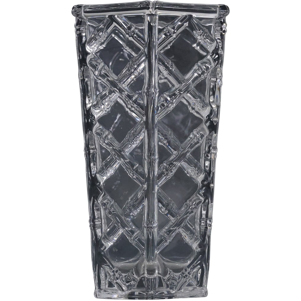 Signed TIFFANY & CO BAMBOO DESIGN CRYSTAL GLASS VASE 10 inches height x 6 in. wide (1 of 14)