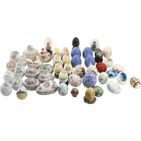 51 Assorted Decorated Porcelan EGGS [one glass] - Variety - See Pictures