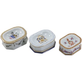 3 Assorted Mottahedeh Vista Alegre Portugal Master Salts "The Nelson Rockefeller Collection"