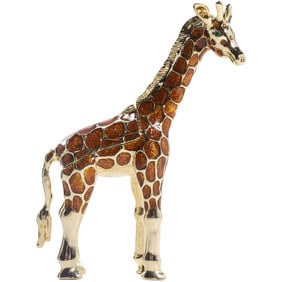 Giraffe Figural Trinket Box in Original Box with Necklace