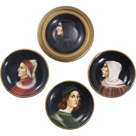 4 Assorted Porcelain Portrait Plates, Richard Ginori, Giuseppe Chiurato - Dante, Raffaello, and