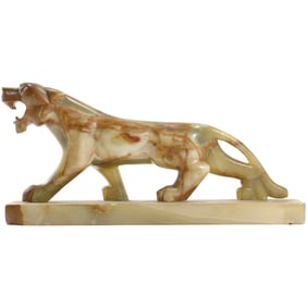 Vintage Onyx Tiger Figure Statue Sculpture 11 inches length