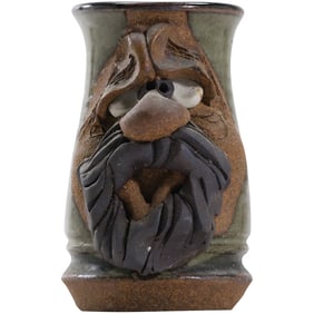 Vintage Ugly Funny Face Mug, Mustache Man, Studio Art Pottery, Signed on Base