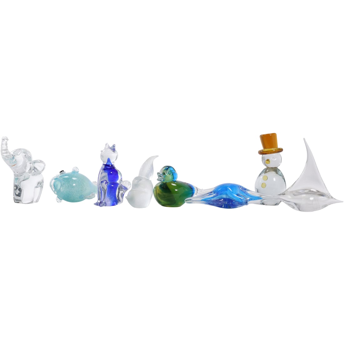 8 Assorted Murano Art Glass Animal Figures, Snowman, Starfish, Bird, others (1 of 14)