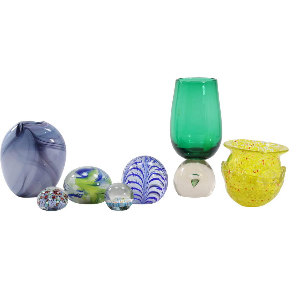 7 Assorted Mid-Century Modern Colored Glass Items including Murano - See Pictures (1 of 16)