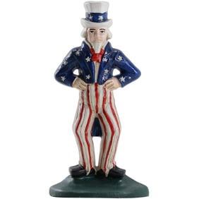Novelty UNCLE SAM Cast Iron Door Stop in Original Paint Finish 9.25 in. height