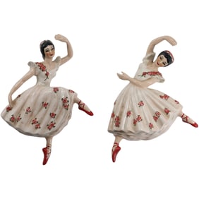2 Vintage Ceramic Arts Studio Wall Plaques, Ballet Dancers, Madison, WI., 9.25 in. x 6 in.
