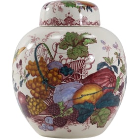 19th C. Mason's "Fruit Basket" Ginger Jar with Cover 9 in. height x 7 in. wide