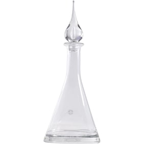 Vintage Dartington Crystal Glass Sharon Decanter with Stopper, Original Label, 14.5 in. height
