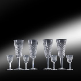 2 Sets of 4 Waterford Crystal Alana Champagne Flutes and Waterford Crystal Alana Cordials