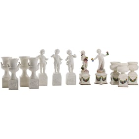 Estate Grouping 12 Assorted Porcelain Cabinet Figurines Putti Figures, French Urns - Variety