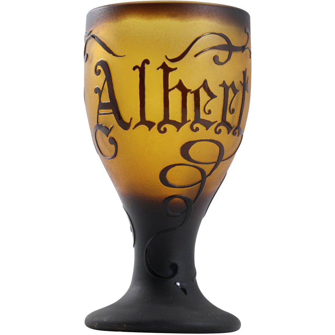 "Albert" 2-color Cameo Glass Chalice 8 inches height x 5 inches wide: "Albert" 2-color Cameo Glass Chalice 8 inches height x 5 inches wide. size: 8 h x 5 w
