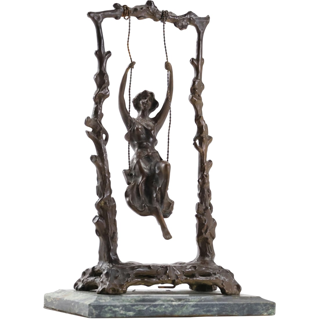 Auguste Moreau, Bronze Sculpture Victorian Woman in a Swing 7.5 in. height x 6.5 in. wide (1 of 10)