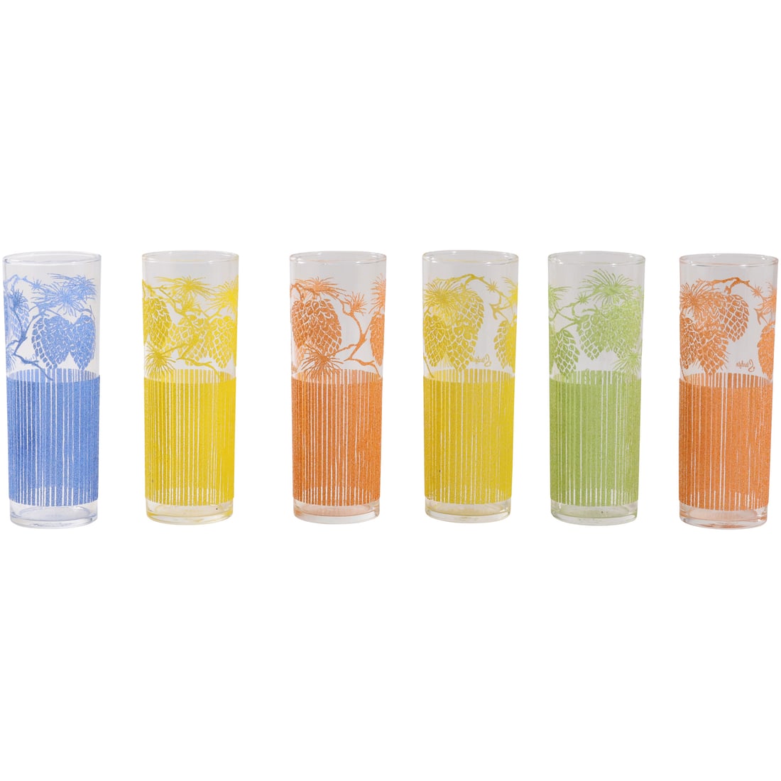 Set 6 Vintage Starlyte Glasses Ponderosa Pinecone Highball Collins in different colors (1 of 13)