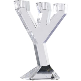 Orrefors Construct Candelabra Crystal Glass with Original Label 9.5 in. height x 7 in. wide