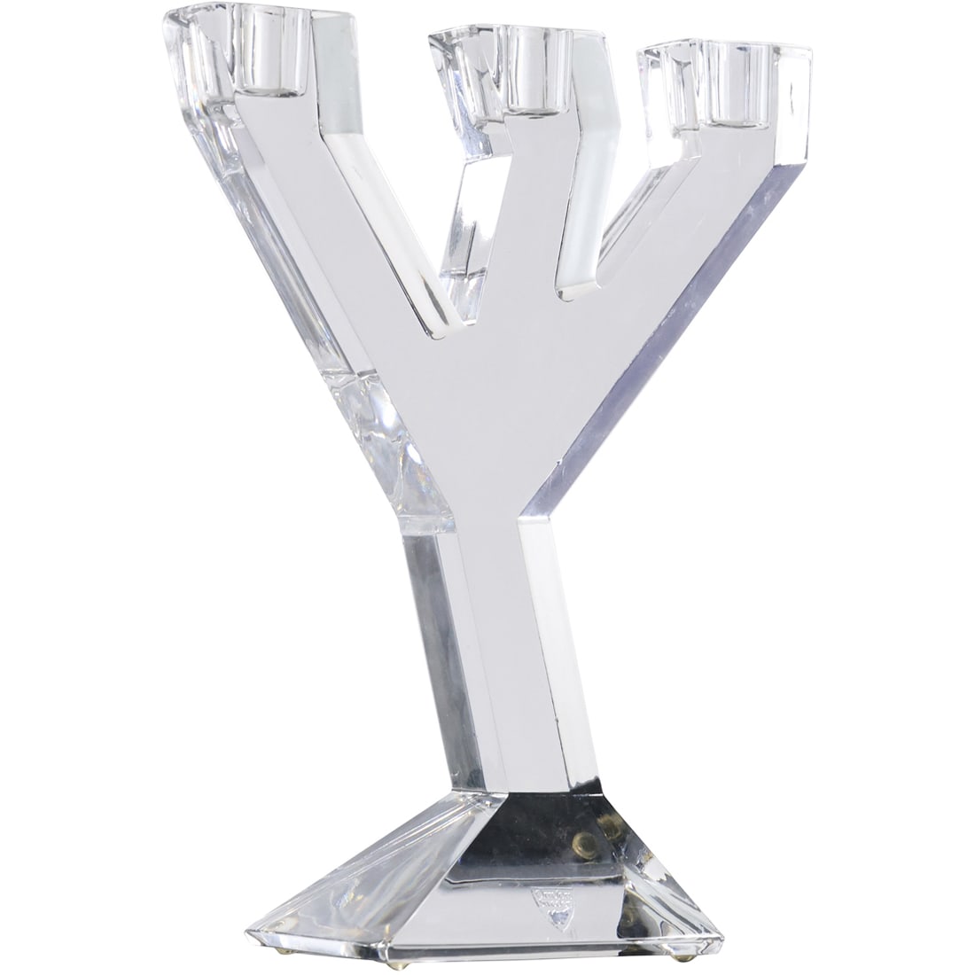 Orrefors Construct Candelabra Crystal Glass with Original Label 9.5 in. height x 7 in. wide: Orrefors Construct Candelabra Crystal Glass with Original Label 9.5 in. height x 7 in. wide size: 9.5. h 7 w