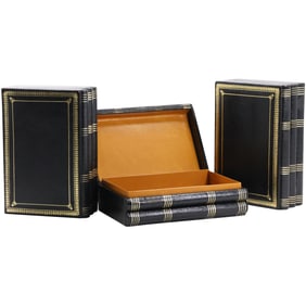 3 Leather "BOOKS" Table Top Library Hideaway Boxes 8 in. x 5.5 in. x 3 in.