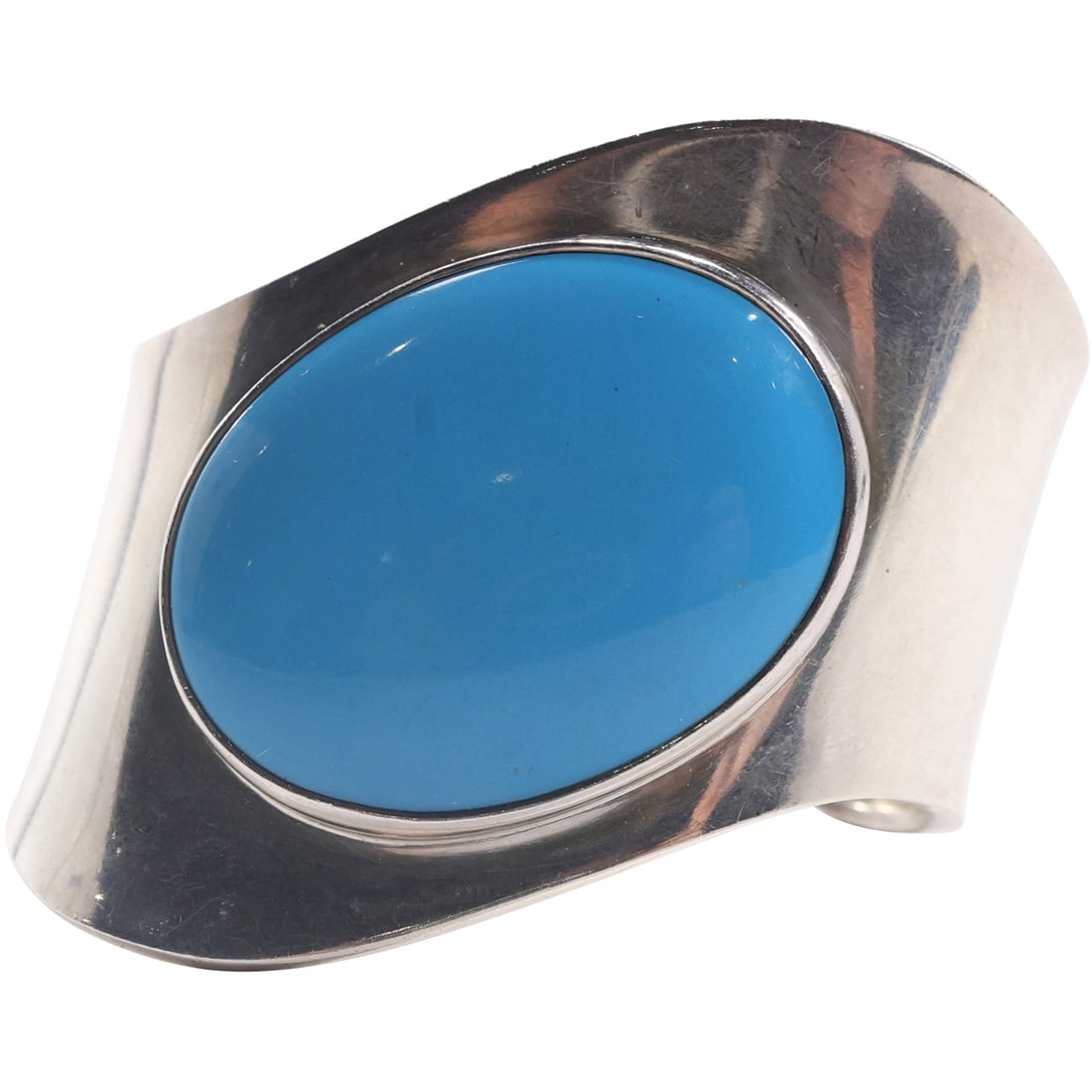 Sterling Silver with Turquoise "Wave" Wide Cuff Bracelet, 48.8 grams total weight, 2 in. x 2.5 in. (1 of 9)