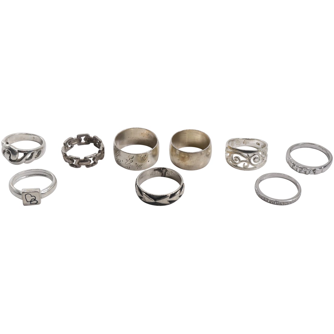 9 Assorted .925 / Sterling Silver 29.8 grams Bands RINGS sizes 6, 6, 7, 7.75 [2], 4.75 (1 of 11)