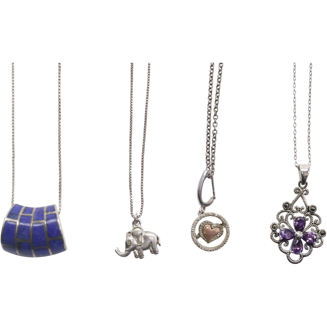 4 Assorted Sterling Silver Pendant Necklaces: 26 in. .925 Italy Chain Sterling and Lapis Pendant (1 of 19)