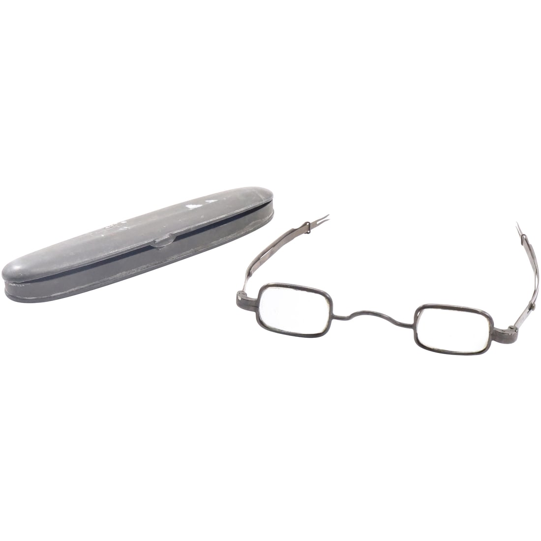 I.E.W. Buro Sterling Silver Vintage Eye Glasses in Original Case: I.E.W. Buro Sterling Silver Vintage Eye Glasses 4.5 in. x 4 in. in Original Case 5.5 in. x 1.25 in. ; Glasses marked "Newberry".