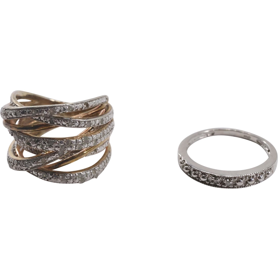 Lj .925 Sterling Silver Band with 1 Diamond Ring Size 6, 3/4 in. x 1/4 in.; Sterling Crossover Band (1 of 14)