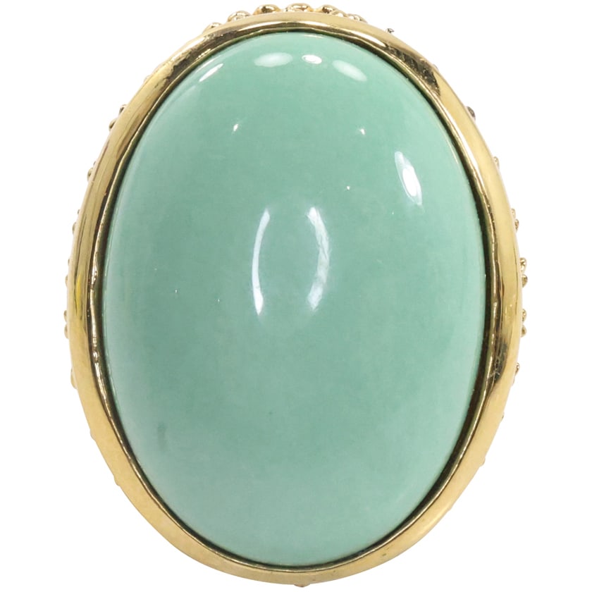 .925 Sterling Silver Vermeil Ring size 8, Turquoise surrounded by 30 Elbaite Stones, 1 in. x 1 1/4: .925 Sterling Silver Vermeil Ring size 8, Turquoise surrounded by 30 Elbaite Stones, 1 in. x 1 1/4 in. ; Note: Elbaite is a Tourmaline Group and Very Desirable.